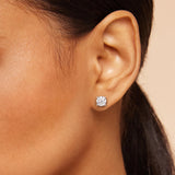 Everyday Elegance 14K Solid White Gold Classic Four Prong Stud Earrings | Round Cut Lab Grown Diamond | Screw Back Posts | 2.0 CTW (E-F Color, VS2-SI1 Clarity) | With Gift Box