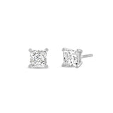 Everyday Elegance 14K Solid White Gold Classic Four Prong Stud Earrings | Princess Cut Lab Grown Diamond | Screw Back Posts | 1.0 CTW (E-F Color, VS2-SI1 Clarity) | With Gift Box