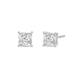 Everyday Elegance 14K Solid White Gold Classic Four Prong Stud Earrings | Princess Cut Lab Grown Diamond | Screw Back Posts | 2.0 CTW (E-F Color, VS2-SI1 Clarity) | With Gift Box