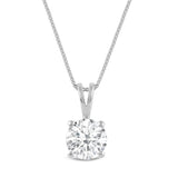 Everyday Elegance Solid 14K White Gold Lab Grown Diamond Solitaire Pendant Necklace for Women in Round Cut | 1 CTW | 18 Inch Length | Box Link Chain| With Gift Box