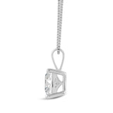 Everyday Elegance Solid 14K White Gold Lab Grown Diamond Solitaire Pendant Necklace for Women in Princess Cut | 2 CTW | 18 Inch Length | Box Link Chain| With Gift Box