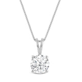 Everyday Elegance Solid 14K White Gold Lab Grown Diamond Solitaire Pendant Necklace for Women in Round Cut | 1.5 CTW | 18 Inch Length | Box Link Chain| With Gift Box