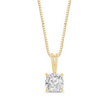 Everyday Elegance 14K Yellow Gold Cubic Zirconia Solitaire Pendant Necklace for Women Cushion Cut 1.0 CTW | 0.60mm Thick 18" Length Box Link Chain | With Gift Box
