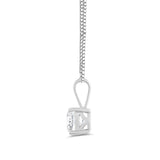 Everyday Elegance 14K White Gold Cubic Zirconia Solitaire Pendant Necklace for Women Cushion Cut 1.0 CTW | 0.60mm Thick 18" Length Box Link Chain | With Gift Box