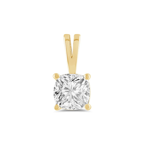 Everyday Elegance 14K Yellow Gold Cubic Zirconia Solitaire Pendant for Women Cushion Cut 1.0 CTW | With Gift Box