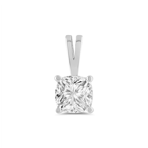 Everyday Elegance 14K White Gold Cubic Zirconia Solitaire Pendant for Women Cushion Cut 1.0 CTW | With Gift Box