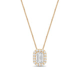 Everyday Elegance 14K Yellow Gold Emerald Cut Halo Cubic Zirconia Solitaire Pendant Necklace (1.8 CT center, 2.0 CTW) 18 Inch Box Link Chain | With Gift Box