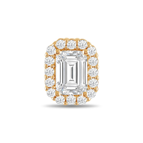 Everyday Elegance 14K Yellow Gold Emerald Halo Cubic Zirconia Solitaire Pendant for Women | 1.8 CT center, 2.0 CTW | With Gift Box