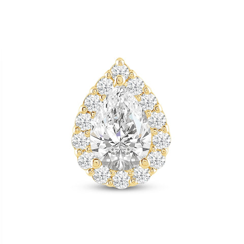 Everyday Elegance 14K Yellow Gold Pear Halo Cubic Zirconia Solitaire Pendant for Women| 1.16 CT center, 1.50 CTW | With Gift Box