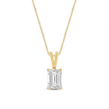 Everyday Elegance 14K Yellow Gold Cubic Zirconia Solitaire Pendant Necklace for Women Emerald Cut 1.8 CTW |.60mm Thick 18" Length Box Link Chain |With Gift Box