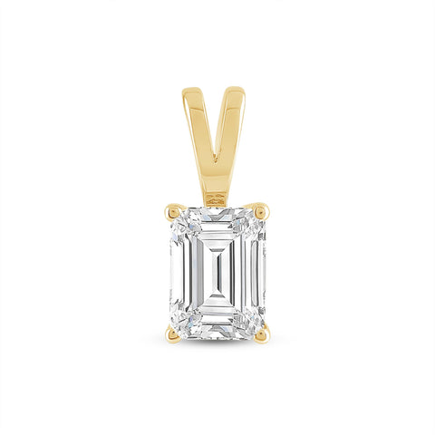 Everyday Elegance 14K Yellow Gold Cubic Zirconia Solitaire Pendant for Women Emerald Cut 1.8 CTW |With Gift Box
