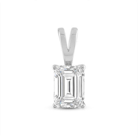 Everyday Elegance 14K White Gold Cubic Zirconia Solitaire Pendant for Women Emerald Cut 1.8 CTW |With Gift Box