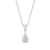 Everyday Elegance 14K White Gold Cubic Zirconia Solitaire Pendant Necklace for Women Pear Cut 1.0 CTW | 0.60mm Thick 18" Length Box Link Chain | With Gift Box