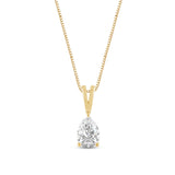 Everyday Elegance 14K Yellow Gold Cubic Zirconia Solitaire Pendant Necklace for Women Pear Cut 1.0 CTW | 0.60mm Thick 18" Length Box Link Chain | With Gift Box