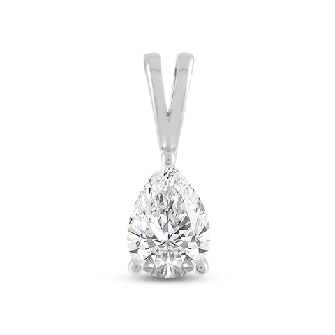 Everyday Elegance 14K White Gold Cubic Zirconia Solitaire Pendant for Women Pear Cut 1.0 CTW |With Gift Box