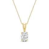 Everyday Elegance 14K Yellow Gold Cubic Zirconia Solitaire Pendant Necklace for Women Oval Cut 1.0 CTW | 0.60mm Thick 18" Length Box Link Chain | With Gift Box