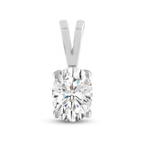 Everyday Elegance 14K White Gold Cubic Zirconia Solitaire Pendant for Women Oval Cut 1.0 CTW |With Gift Box