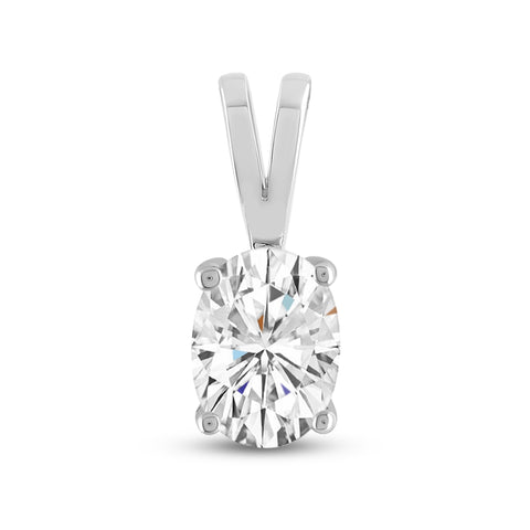 Everyday Elegance 14K White Gold Cubic Zirconia Solitaire Pendant for Women Oval Cut 1.0 CTW |With Gift Box