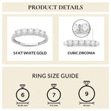 Everyday Elegance 14K White Gold Five 5 Stones Wedding Anniversary Ring Band Round Cut Cubic Zirconia CZs Eternity ring 1.25 CTTW for Women