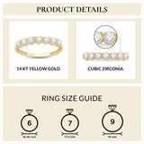 Everyday Elegance 7 Stones Wedding Anniversary Ring Band for Women in 14K Yellow Gold with 1.75 CTTW Round Cut Cubic Zirconia |