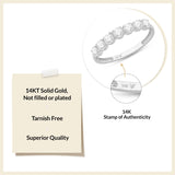 Everyday Elegance 7 Stones Wedding Anniversary Ring Band for Women in 14K White Gold with 1.26 CTTW Round Cut Cubic Zirconia