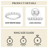 Everyday Elegance 7 Stones Wedding Anniversary Ring Band for Women in 14K White Gold with 1.26 CTTW Round Cut Cubic Zirconia