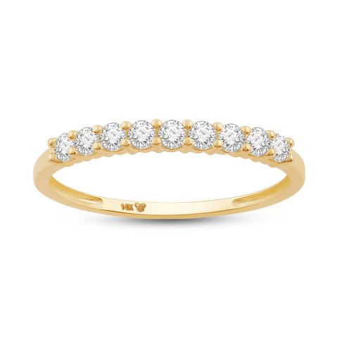 Everyday Elegance 9 Stones Wedding Anniversary Ring Band for Women in 14K Yellow Gold with 0.54 CTTW Round Cut Cubic Zirconia |