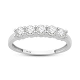 Everyday Elegance 14K White Gold Five 5 Stones Wedding Anniversary Ring Band Round Cut Cubic Zirconia CZs Eternity ring 1.25 CTTW for Women