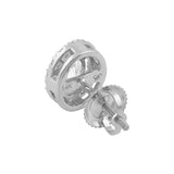 Everyday Elegance 14K Solid White Gold Stud Earrings Oval "Halo" Cubic Zirconia Screw Back Posts 1.80 CTW With Gift Box