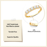 Everyday Elegance 5 Stone Wedding Anniversary Ring Band for Women in 14K Yellow Gold, 1.25 CTTW Round Cut Cubic Zirconia |