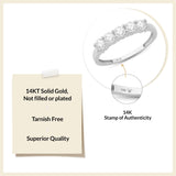 Everyday Elegance 14K White Gold Five 5 Stones Wedding Anniversary Ring Band Round Cut Cubic Zirconia CZs Eternity ring 1.25 CTTW for Women