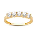 Everyday Elegance 5 Stone Wedding Anniversary Ring Band for Women in 14K Yellow Gold, 1.25 CTTW Round Cut Cubic Zirconia |