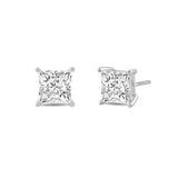 Everyday Elegance 14K Solid White Gold Classic Four Prong Stud Earrings | Princess Cut Lab Grown Diamond | Screw Back Posts | 1.5 CTW (E-F Color, VS2-SI1 Clarity) | With Gift Box
