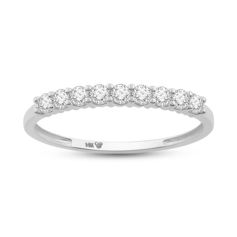 Everyday Elegance 9 Stones Wedding Anniversary Ring Band for Women in 14K White Gold with 0.54 CTTW Round Cut Cubic Zirconia