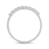 Everyday Elegance 9 Stones Wedding Anniversary Ring Band for Women in 14K White Gold with 0.54 CTTW Round Cut Cubic Zirconia