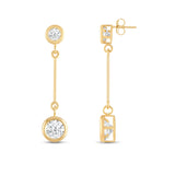 Everyday Elegance 14K Yellow Gold Bar Stud Earrings | Round Cubic Zirconia Stud 0.25 CT (4mm) & 1CT (6mm) | With Gift Box