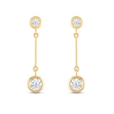 Everyday Elegance 14K Yellow Gold Bar Stud Earrings | Round Cubic Zirconia Stud 0.25 CT (4mm) & 1CT (6mm) | With Gift Box