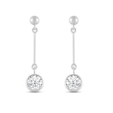 Everyday Elegance 14K White Gold Bar Earrings | Round Cubic Zirconia Ball Drops 1 CT (6mm) | With Gift Box