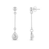 Everyday Elegance 14K White Gold Bar Earrings | Pear Cubic Zirconia Ball Drops 1 CT (7mm) | With Gift Box
