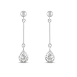 Everyday Elegance 14K White Gold Bar Earrings | Pear Cubic Zirconia Ball Drops 1 CT (7mm) | With Gift Box