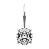 14K Solid White Gold Earrings | Round Cut Cubic Zirconia | Leverback Drop Dangle Basket Setting | 1.5 CTW, 0.75 CTW each | With Gift Box