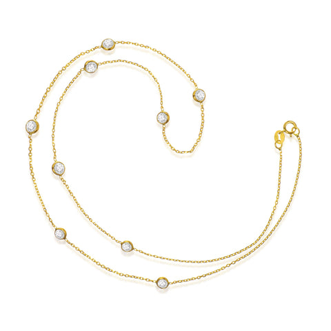 14K Solid Gold or Sterling Silver | Cubic Zirconia Station Necklace or Bracelet || With Gift Box