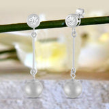 Everyday Elegance 14K White Gold Bar and Ball Earrings | Round Cubic Zirconia Studs 0.25 CT (4mm) | With Gift Box