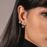 14K Solid White Gold Stud Earrings | Round Cut Cubic Zirconia | Screw Back Posts | 4.0 CTW