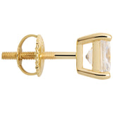 14K Solid Yellow Gold Stud Earrings | Princess Cut Cubic Zirconia | Screw Back Posts | 2.0 CTW