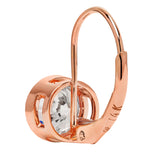 14K Solid Rose Gold Earrings | Round Cut Bezel Set Cubic Zirconia | Leverback Drop Dangle Setting | 2.0 CTW