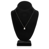 14K Solid White Gold Pendant Necklace | Princess Cut Cubic Zirconia Solitaire | 2 Carat | 16 Inch .60mm Box Link Chain