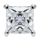 14K Solid White Gold Stud Earrings | Princess Cut Cubic Zirconia | Screw Back Posts | 1.0 CTW