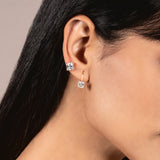 14K Solid Yellow Gold Earrings | Princess Cut Cubic Zirconia | Leverback Drop Dangle Basket Setting | 2.0 CTW