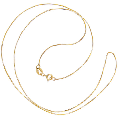 14K Solid Yellow Gold Necklace | Box Link Chain | 18 Inch Length | .60mm Thick